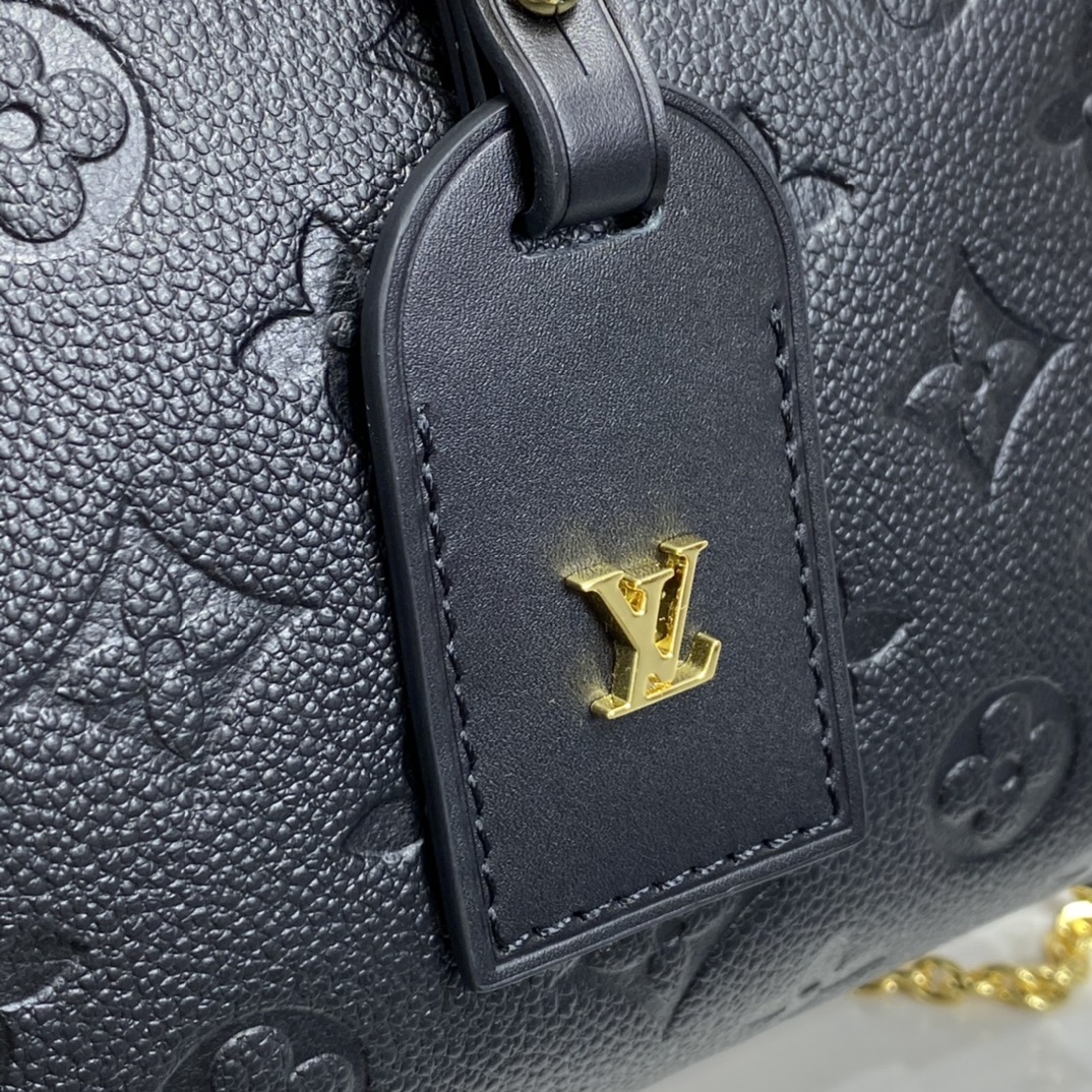 Louis Vuitton PETITE MALLE SOUPLE Handbag Embossed Grained M45393 Black